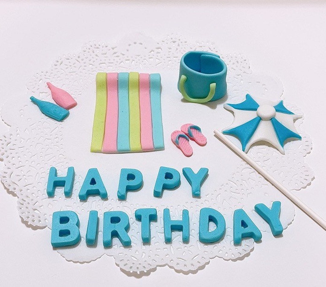 Fondant Beach Cake Topper,umbrella Cake Topper,slippers Cake Topper