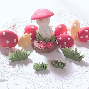 Mushroom cake topper/ mushroom girl cake topper /birthday cake decoration /forest cake topper fondant cupcakes topper/fairy door topper