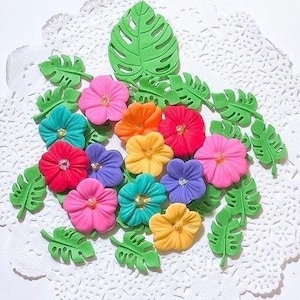 Fondant hibiscus flower, tropical, poppy flower cake topper, cake decoration