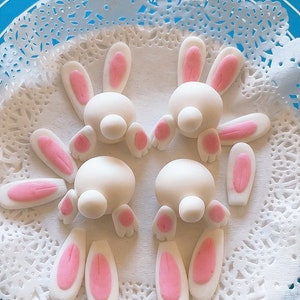 Bunny Fondant cake topper/ bunny rabbit ears & tails cupcakes topper / easter fondant bunny / Easter rabbit Cake decoration/ bunny butt