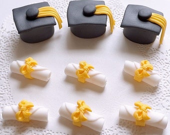 Fondant Graduation Cake Toppers: Cap & Diploma Decorations
