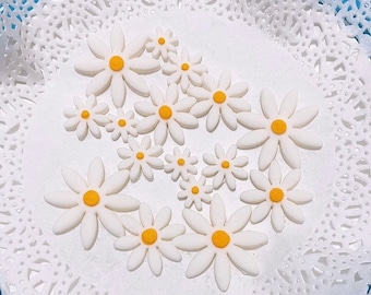 Daisy fondant cake topper/ cupcakes topper/ daisy cake decoration/ flower cake topper/1.2inches /1 inch/0.7inch/0.5inch more orange center