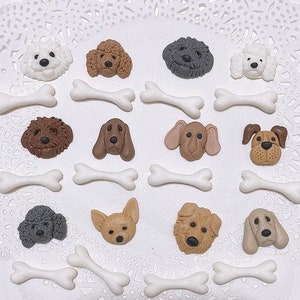 Fondant Dog cake topper, Dog cupcakes topper,Puppies cake topper,Puppies paw cupcakes topper decoration,Puddle cake topper,Dog bone