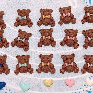 Fondant Teddy Bear cake topper,Teddy Bear cupcakes decoration,Bear cake topper,Teddy Bear cake decoration,Mini teddy bear 0.7inches,12 PCs