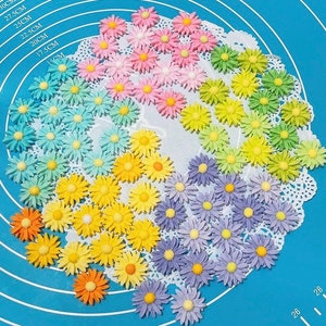 16 pcs Fondant Daisy cake topper,Daisy cake topper,Daisy cake cupcakes decoration,Colorful Daisy cake topper,Fondant Color Gradient Flower