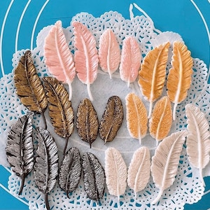 Feathers fondant cake topper/ cupcakes topper/ feathers cake decoration