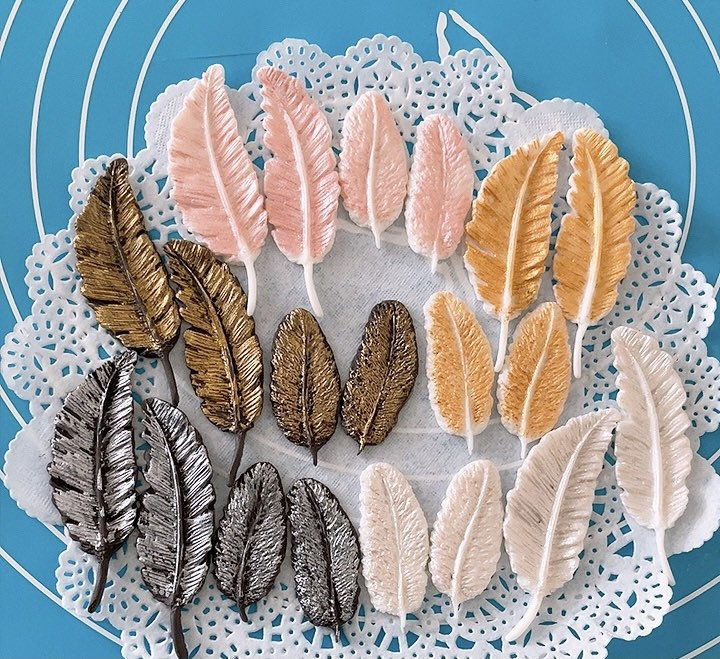 Glitter Feathers Fondant Cake/Cupcake Toppers