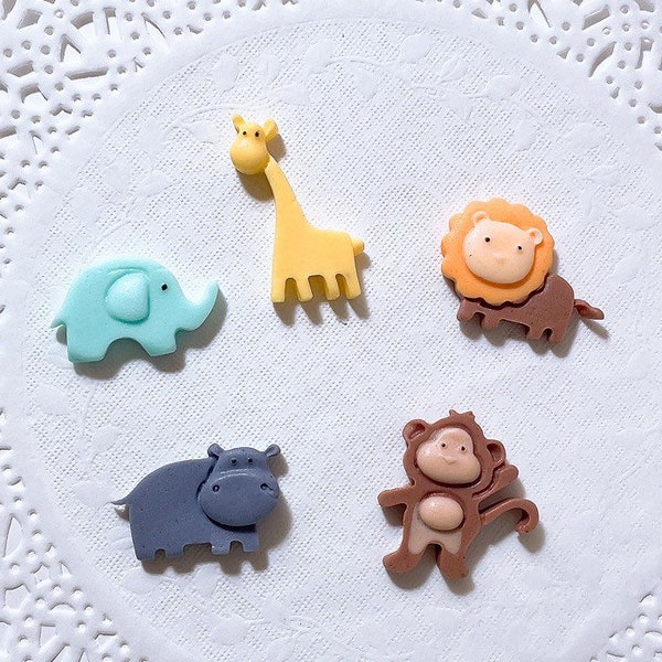 safari animal jungle fondant cupcake topper,lion,monkey,giraffe,elephant,tree cupcake topper/ mini size