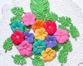 Fondant hibiscus flower, tropical, poppy flower cake topper, cake decoration