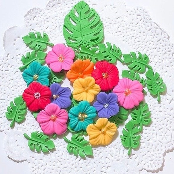 Fondant hibiscus flower, tropical, poppy flower cake topper, cake decoration