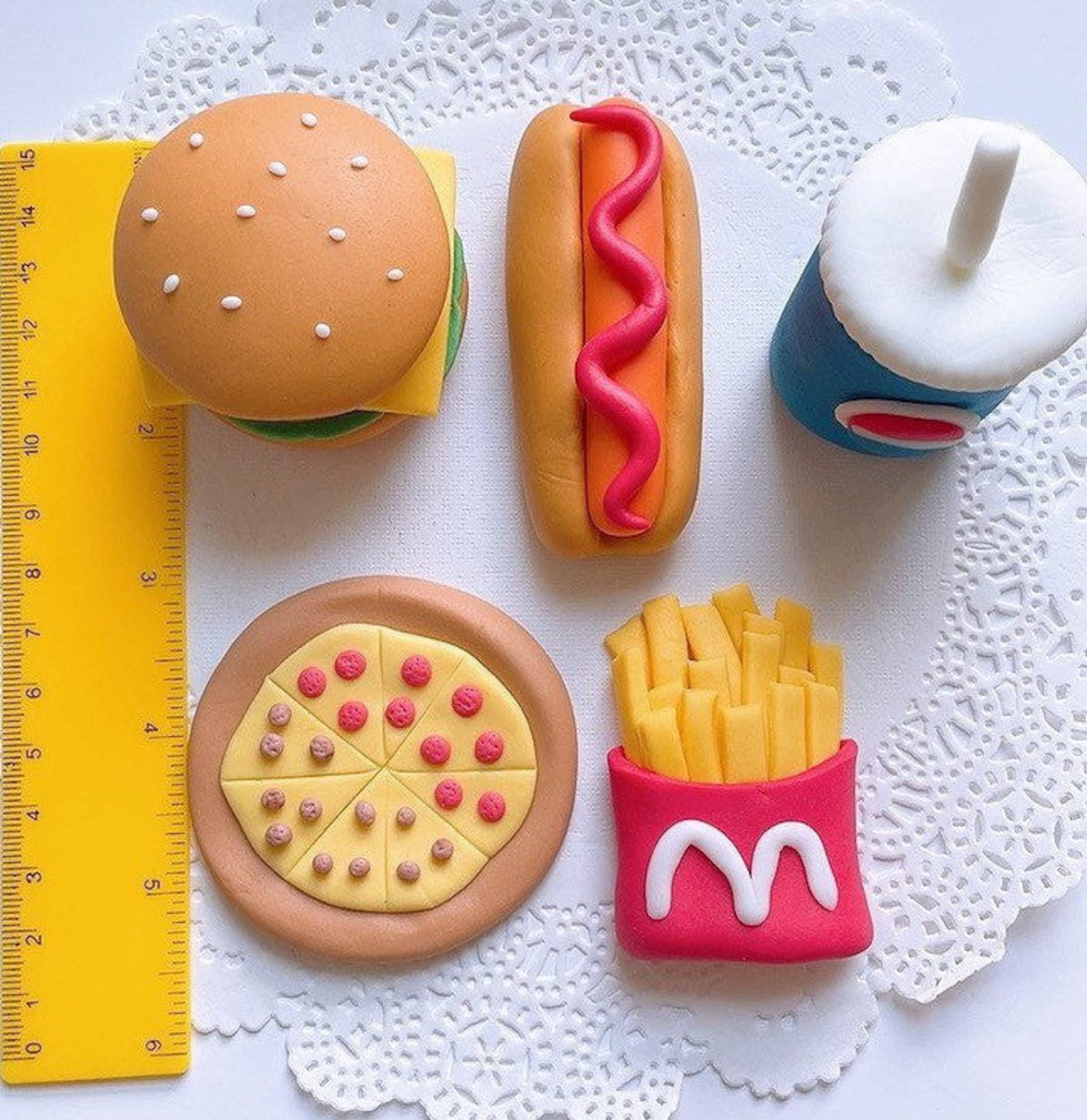 Fast food cake topper French frieshot dog pizza hamburger ...