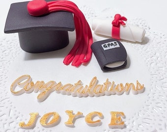 Fondant Graduation Cake Topper: Cap & Diploma Decoration