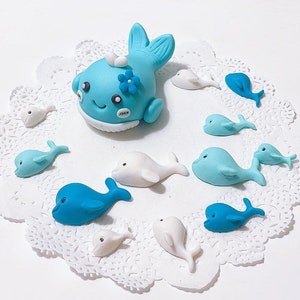 Fondant whale cake  topper/ undersea cupcakes cake topper/ dolphin cupcakes topper/ sea animal cupcakes topper