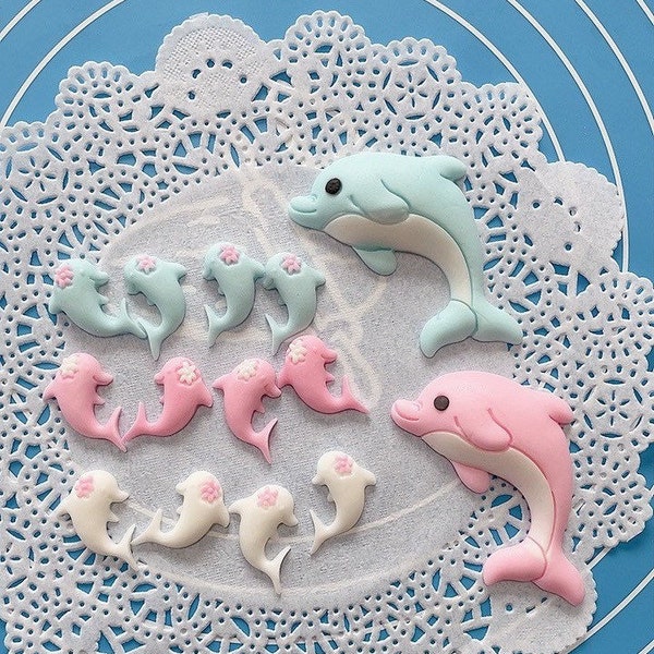 Fondant dolphin cake topper/ dolphin cupcakes topper decoration / under the sea cake topper