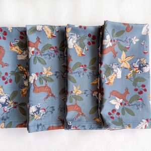 Deer Forest Cotton Napkins (Set of 4) - 18&quot; x 18&quot; Dinner Table Linens
