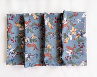 Guardanapos de algodão Deer Forest (conjunto de 4) - Toalhas de mesa de jantar de 45,7 cm x 45,7 cm