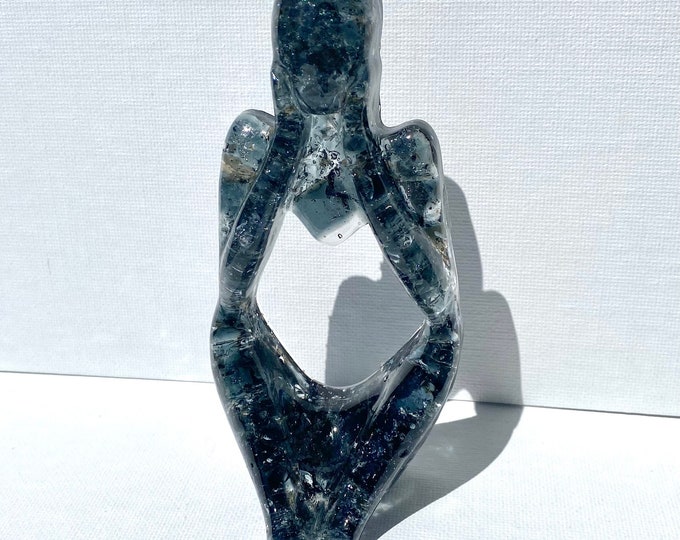 Thoughtful - Daydreaming and Thinking - Gray Recycled Glass Art