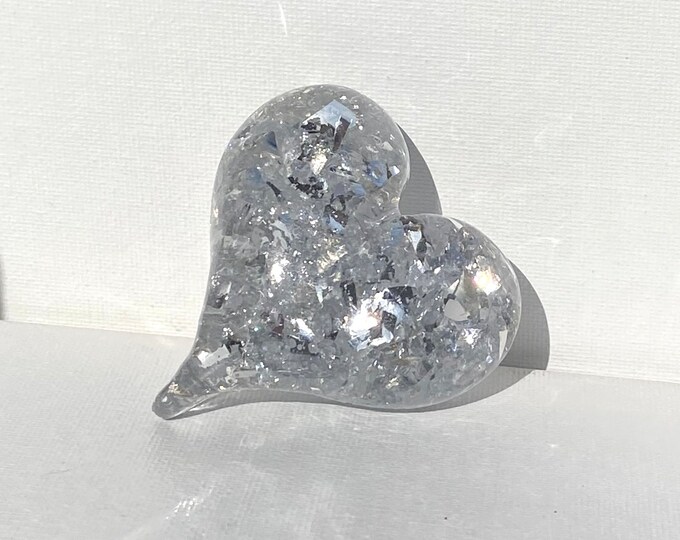 Shine and Sparkle Silver Perfectly Imperfect Heart Paperweight - Medium