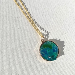 Ocean Blue and Teal Necklace - Made from Recycled Glass and Sea Glass