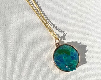Ocean Blue and Teal Necklace - Made from Recycled Glass and Sea Glass
