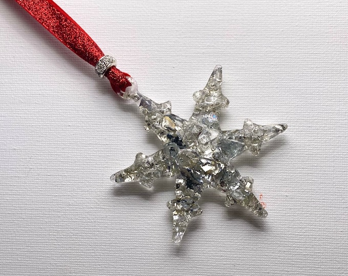 Red & Silver Magical Christmas Snowflake Ornament