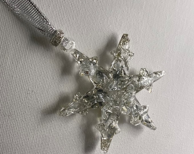Silver Sparkle Christmas Snowflake Ornament made from Recycled Glass