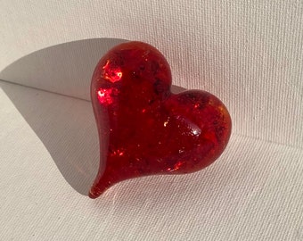 Ruby Red Perfectly Imperfect Heart Paperweight - Small
