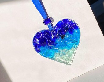Blue Ombré Perfectly Imperfect Heart Ornament