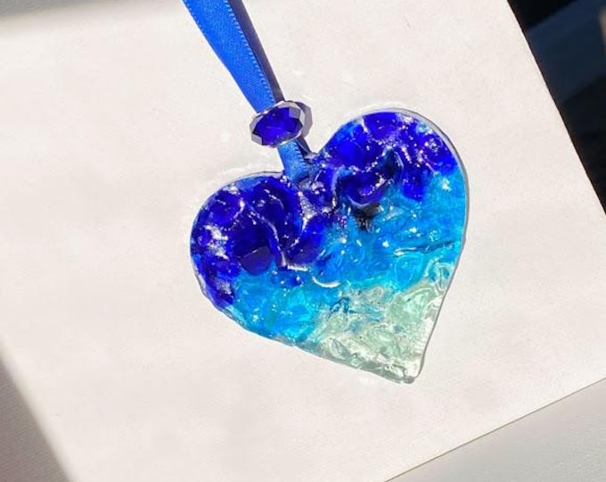 Blue Ombré Perfectly Imperfect Heart Ornament