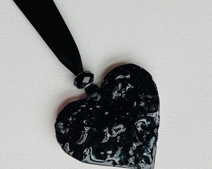 My Black Heart Perfectly Imperfect Heart Ornament made from Recycled Glass