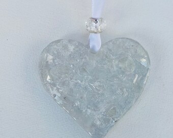Enchanting Perfectly Imperfect Heart Ornament - Crystal Ice