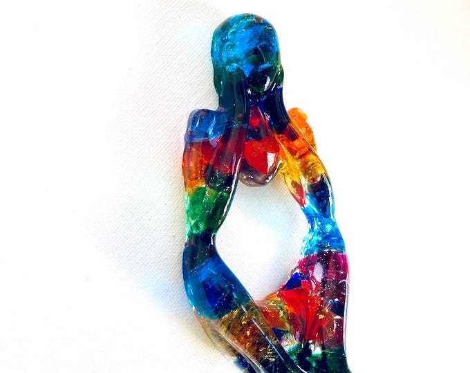 Spectrum of Color with Heart - Recycled Glass Art Figure