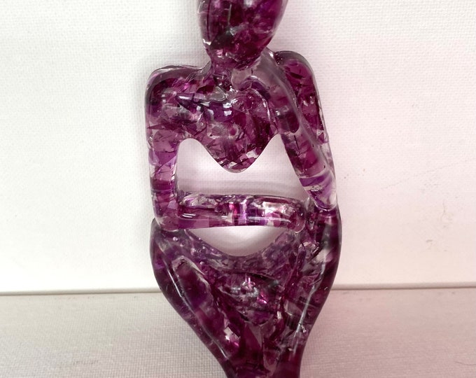 Grieving - Daydreaming and Thinking - Purple Recycled Glass Art