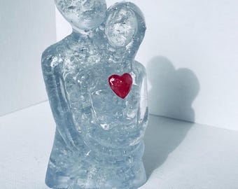 My Love, My Heart - Recycled Glass Art Figure