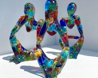 Spectrum of Color Trio - Set of all 3 Recycled Glass Art Figures