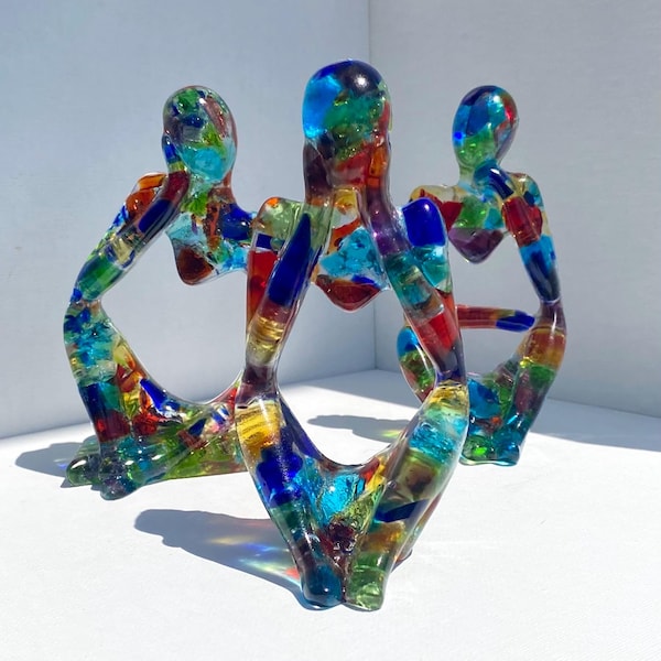 Spectrum of Color Trio - Set of all 3 Recycled Glass Art Figures