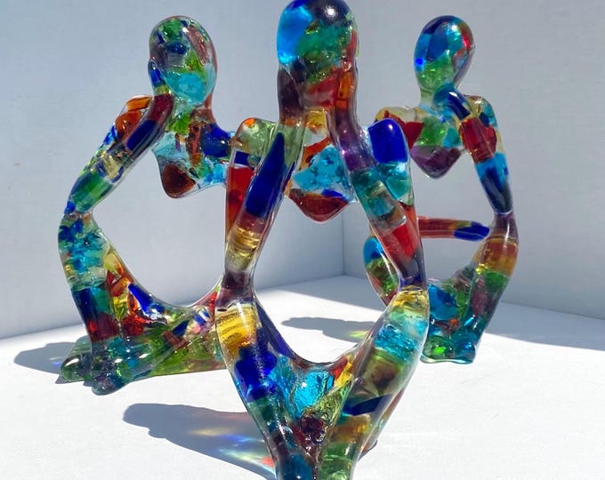 Spectrum of Color Trio - Set of all 3 Recycled Glass Art Figures