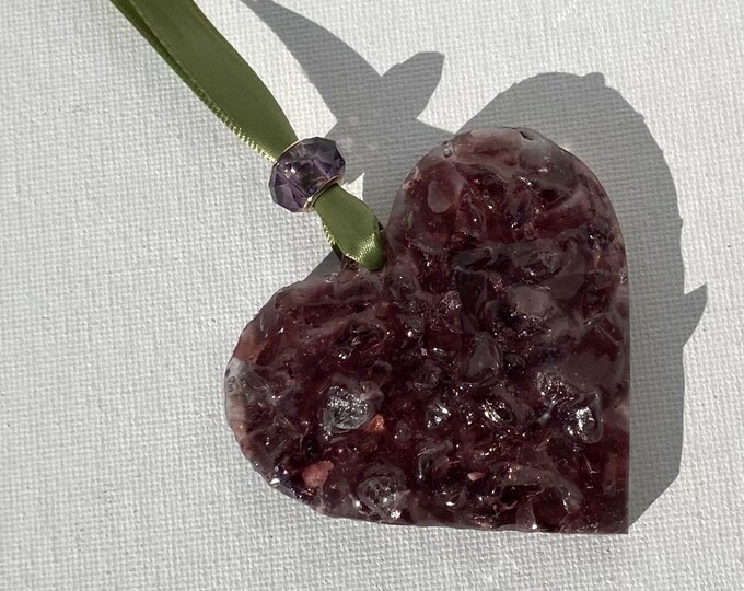 Woodland Purple Perfectly Imperfect Heart Ornament - Amethyst and Olive