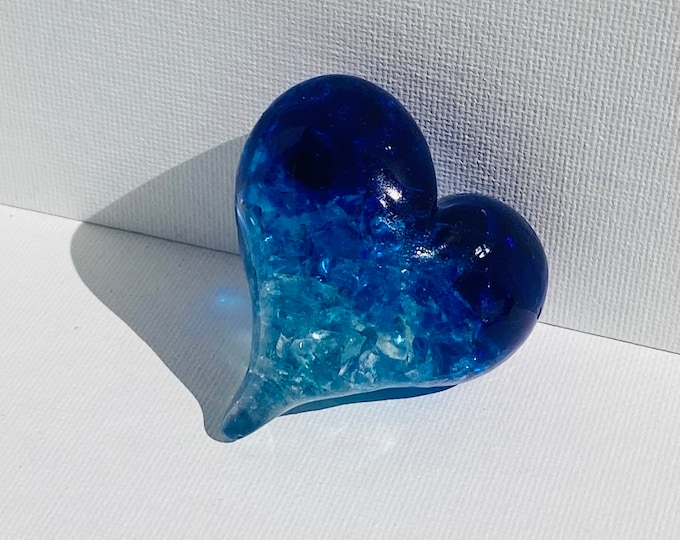 Blue Ombré Perfectly Imperfect Heart Paperweight - Small
