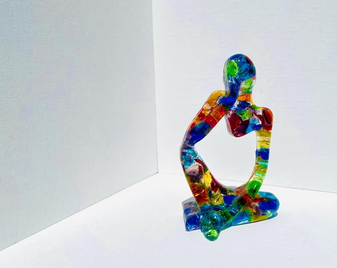 Spectrum of Color 2 - Glass Art Figure made from Recycled Rainbow-Colored Glass