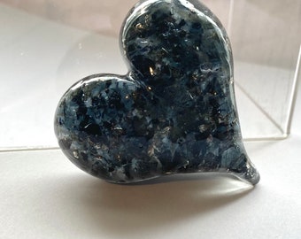 Shades of Gray Perfectly Imperfect Heart Paperweight made from Recycled Glass - Small