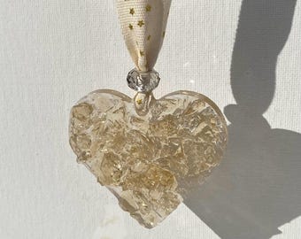 Golden Woodland Perfectly Imperfect Heart Ornament with Cotten Star Ribbon