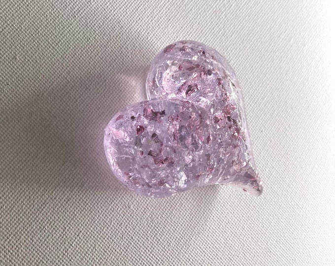 Princess Pink Perfectly Imperfect Heart Paperweight made from Recycled Glass - Small