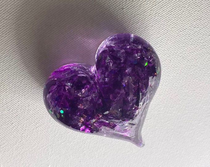 Purple Sparkle Perfectly Imperfect Heart Paperweight - Small