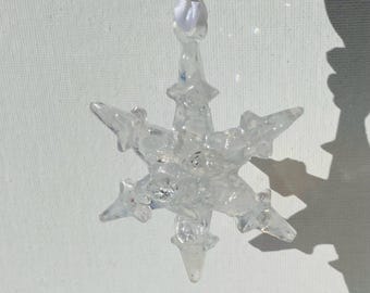 White Christmas Snowflake Ornament - White Recycled Glass