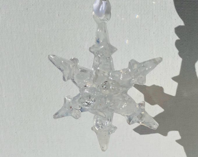 White Christmas Snowflake Ornament - White Recycled Glass
