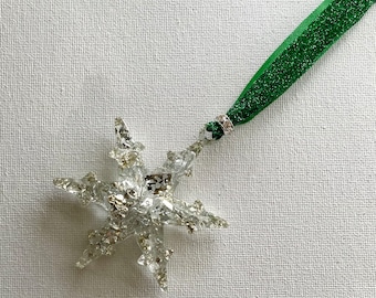Green & Silver Magical Christmas Snowflake Ornament