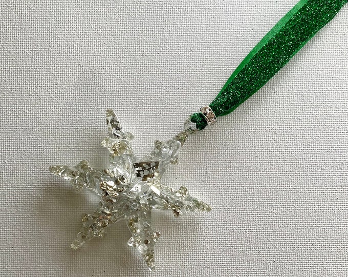 Green & Silver Magical Christmas Snowflake Ornament