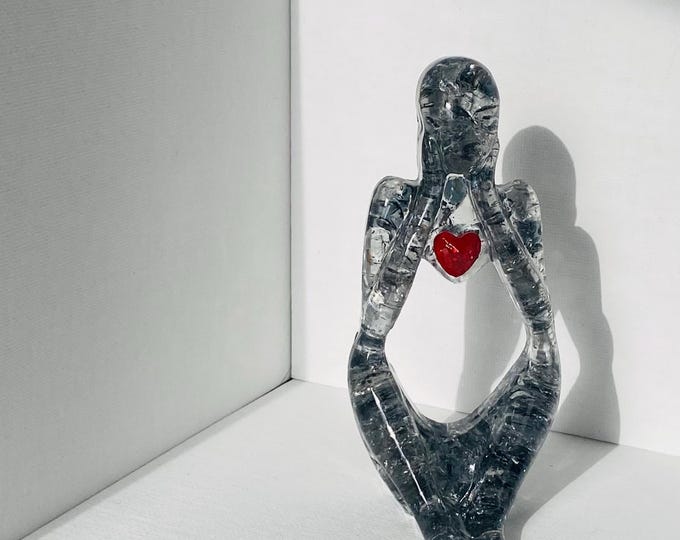 Heart of Thought - Recycled Glass Art Figure