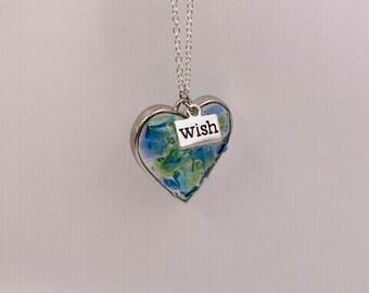 Coastal Perfectly Imperfect Heart Necklace - Made from Recycled Glass and Sea Glass